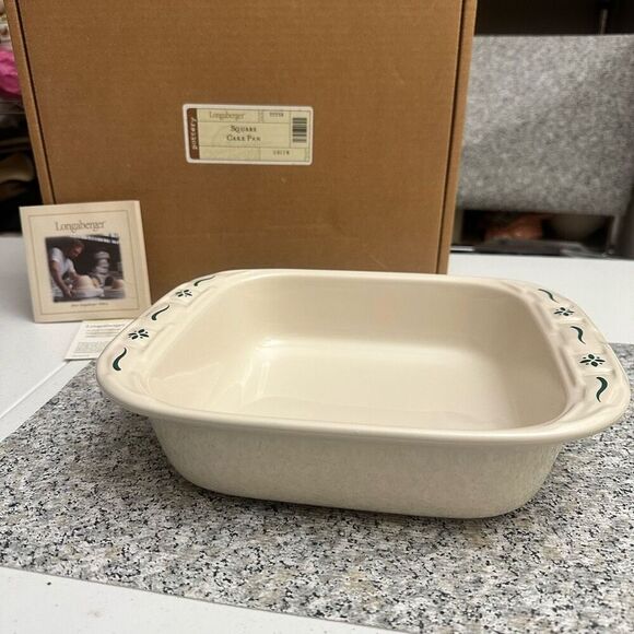 Longaberger 8x8 Square Cake Pan in Green 2 Quarts NEW